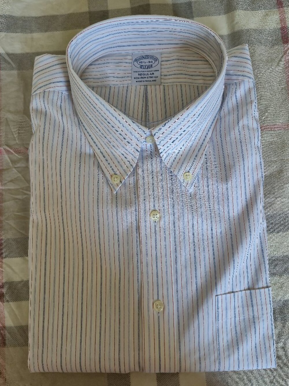 NWT Brooks Brothers Dress Shirt Non-Iron Stretch Supima Cotton Striped 16.5/34